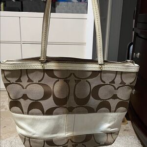 Elegant Beige and Brown Tote Bag